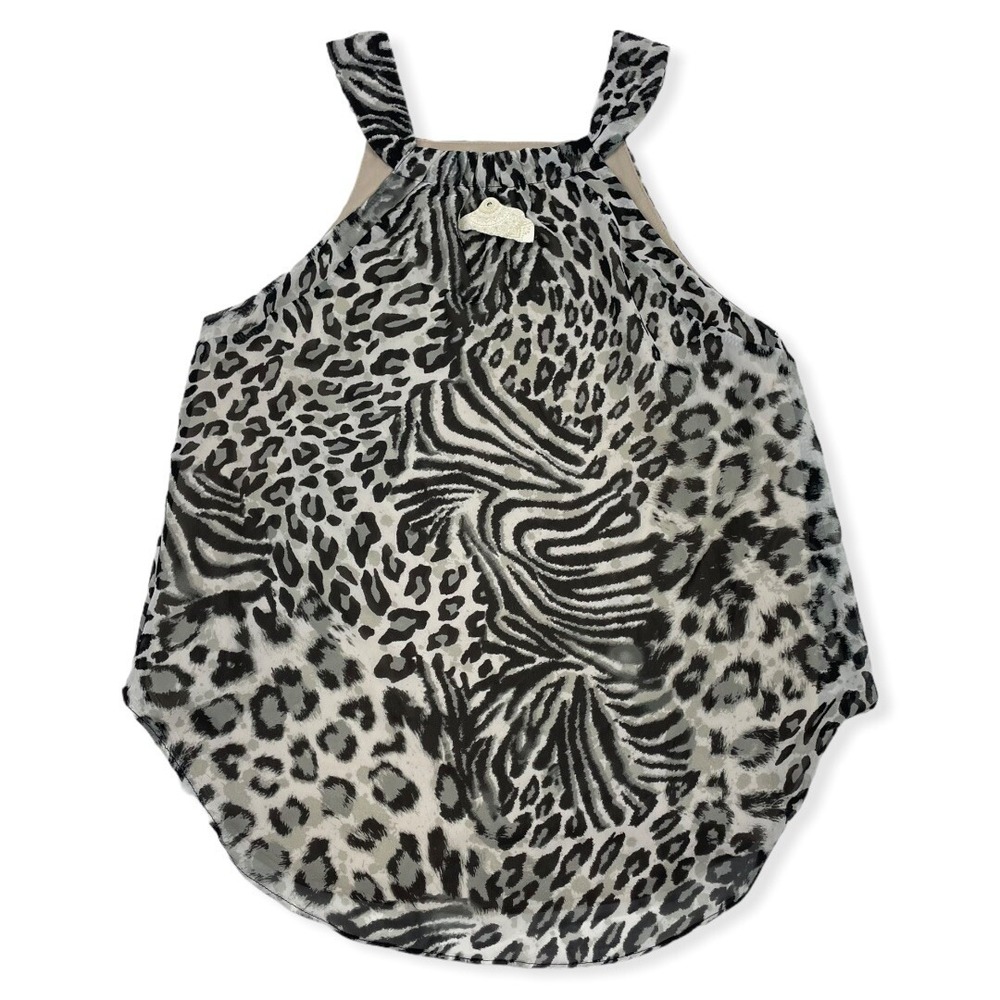 NWT Altar'd State Multi Animal Print Blouse Sz S Lined High Neck Chiffon Sz S